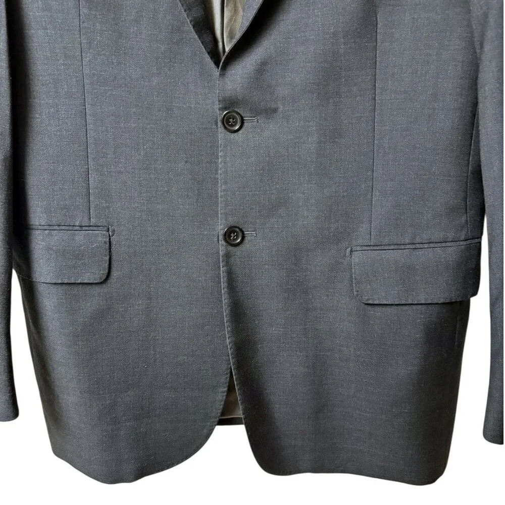 Yves Saint Laurent Pour Homme‎ Charcoal 120s Wool Two Button Blazer